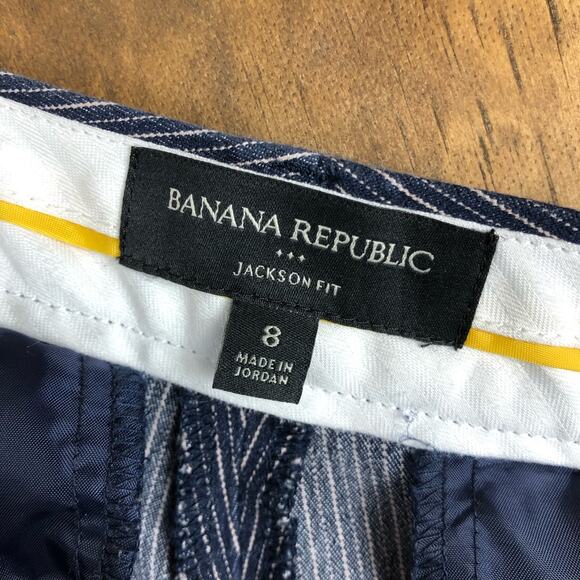 Banana Republic Womens Pants Blue Striped Jackson Fit Stretch 8 - Picture 5 of 12